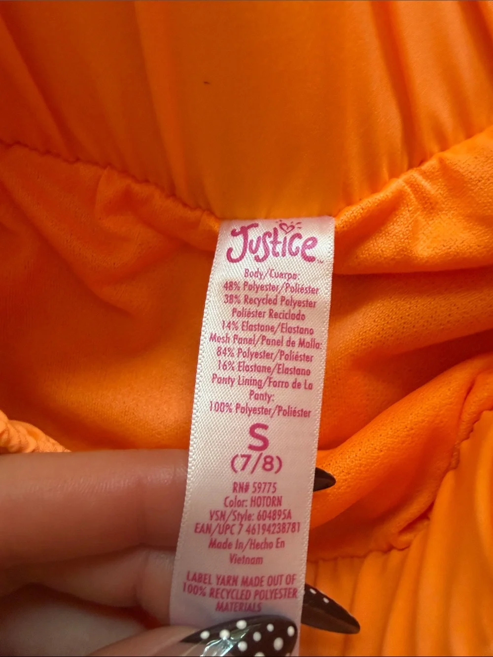 Cat and Jack Girls Swim Set, Size 8/10, Like New, Rash Guard and Shorts 🧡🖤